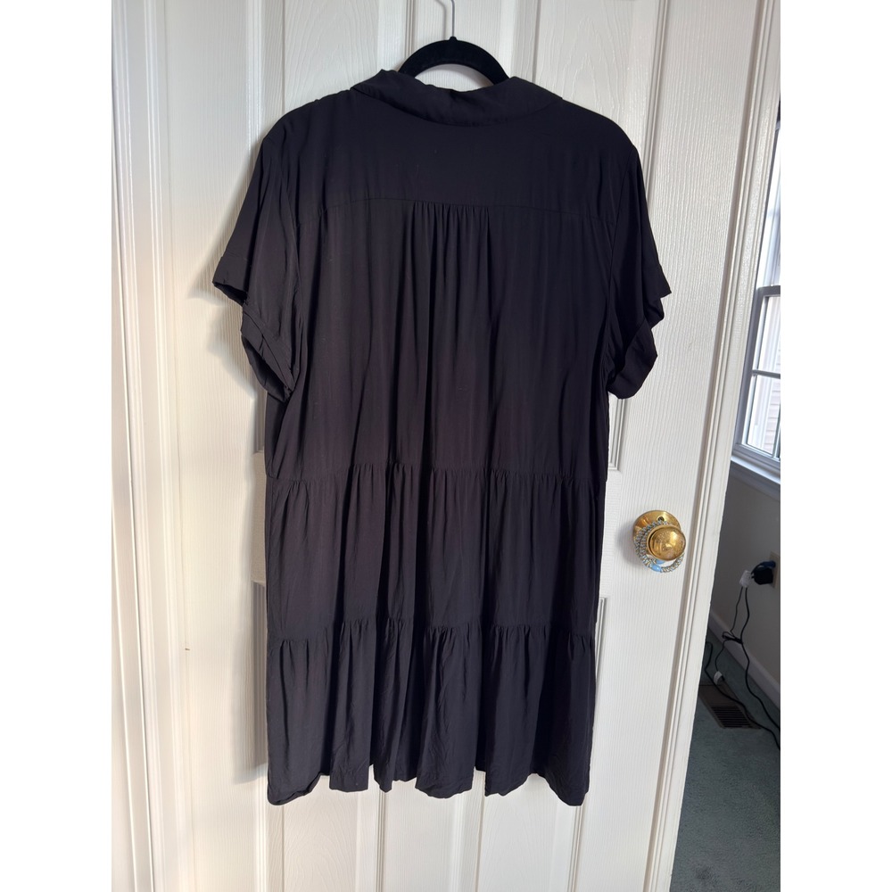 LOFT Tiered Pocket Black Short Sleeve Shirt Dress Size XXL - Picture 5 of 10
